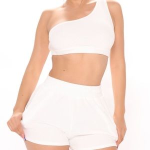 One Shoulder Shorts Set